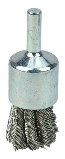3/4" Knot Wire End Brush, .020" Stainless Steel Fill, 1/4" Stem