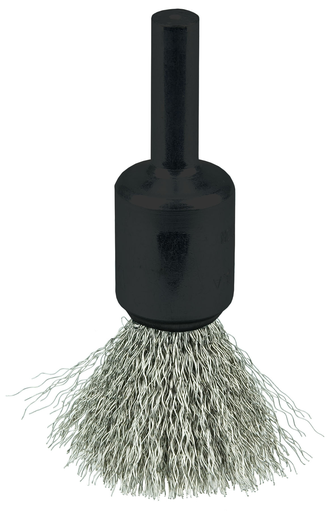 1/2" Crimped Wire End Brush, .006" Stainless Steel Fill