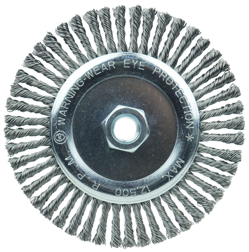 Stringer Bead Wire Wheel 6", .020" Steel Wire Fill, 5/8"-11 UNC Nut
