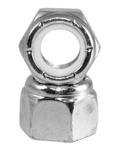 Locknut, Nylon Insert, Coarse Thread, 3/8-16 NE, Low Carbon, Zinc Plated, Cr+3