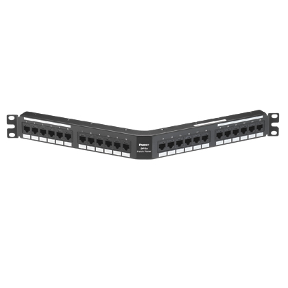 Product image for Panduit DPA245E88TGY DP5e™ Angled Cat 5e Punchdown Patch Panel 24 Ports, 1RU, Black