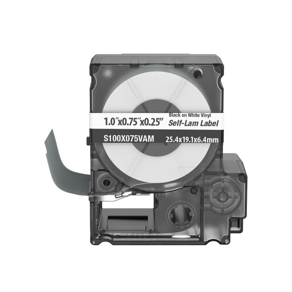 Product image for Panduit S100X075VAM MP Printer Self-Laminated Label, Vinyl, White, 1"x.75", 0.25"POH