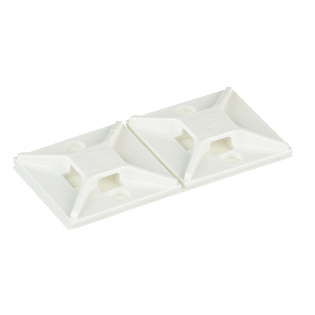 Mayer-DDS-ABM2S-A-C Cable Tie Mount, White, ABS, Rubber Adh., 1x1", PK100-2