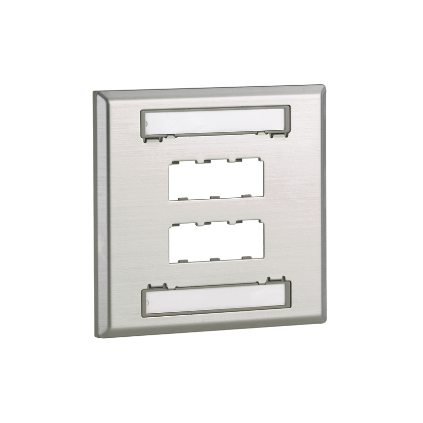 Panduit CFPL6S-2GY , Double Gang, Stainless Steel, Faceplate, with label 6 port Product image for Panduit CFPL6S-2GY , Double Gang, Stainless Steel, Faceplate, with label 6 port