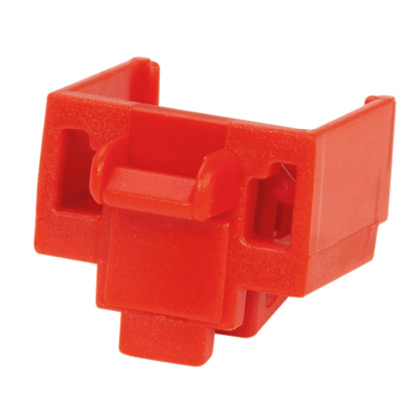 Product image for Panduit PSL-DCJB Jack Module Block-out Device, 10 block-outs (Red) and 1 removal tool (Black)