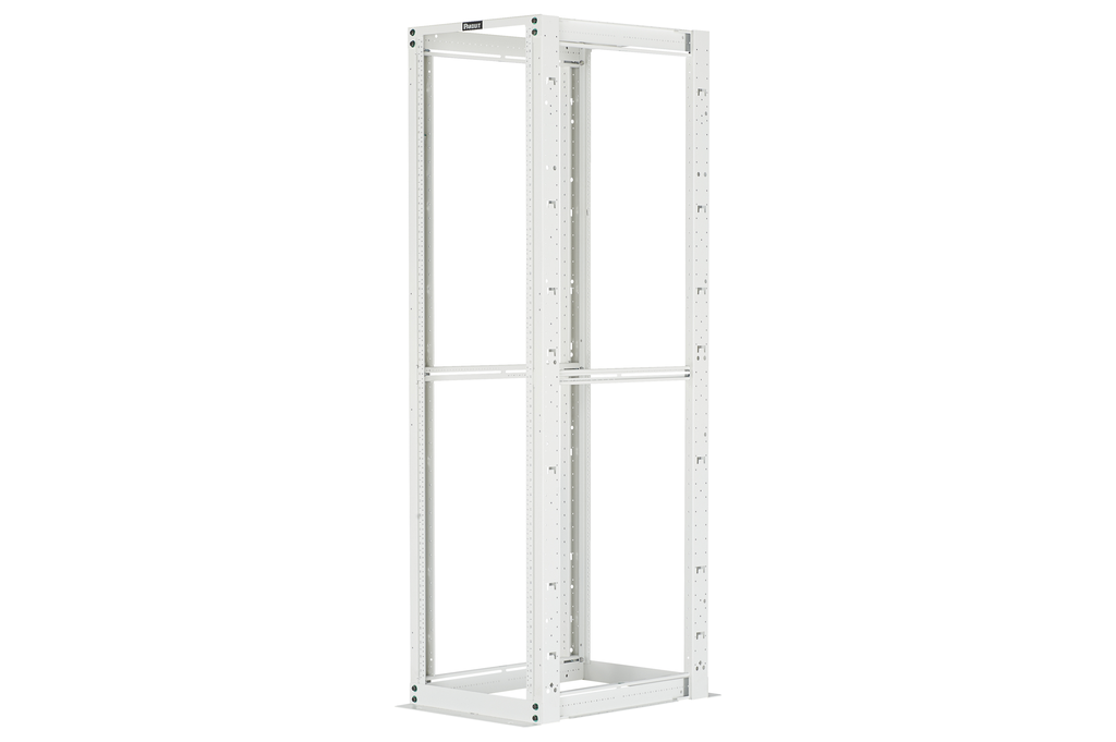 Product image for Panduit R4P36CN96WH 4-Post Rack, 52RU, 36 in. Deep, Cage Nut E-Rails, White