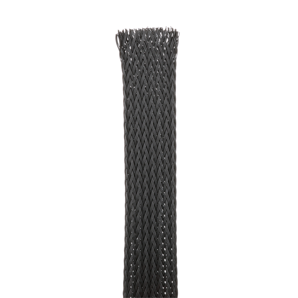 Product image for Panduit SE75PSC-CR0 Fray Resistant Sleeving, Black, PET, 0.75" Nom Diameter, 100'