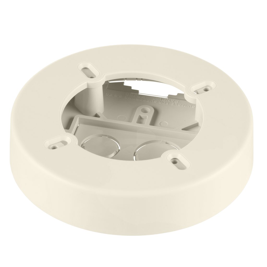 Product image for Panduit RJBX3510IW Surface Raceway, Pwr Rated Junct. Box, S/G 2-pc, Round, Off-White