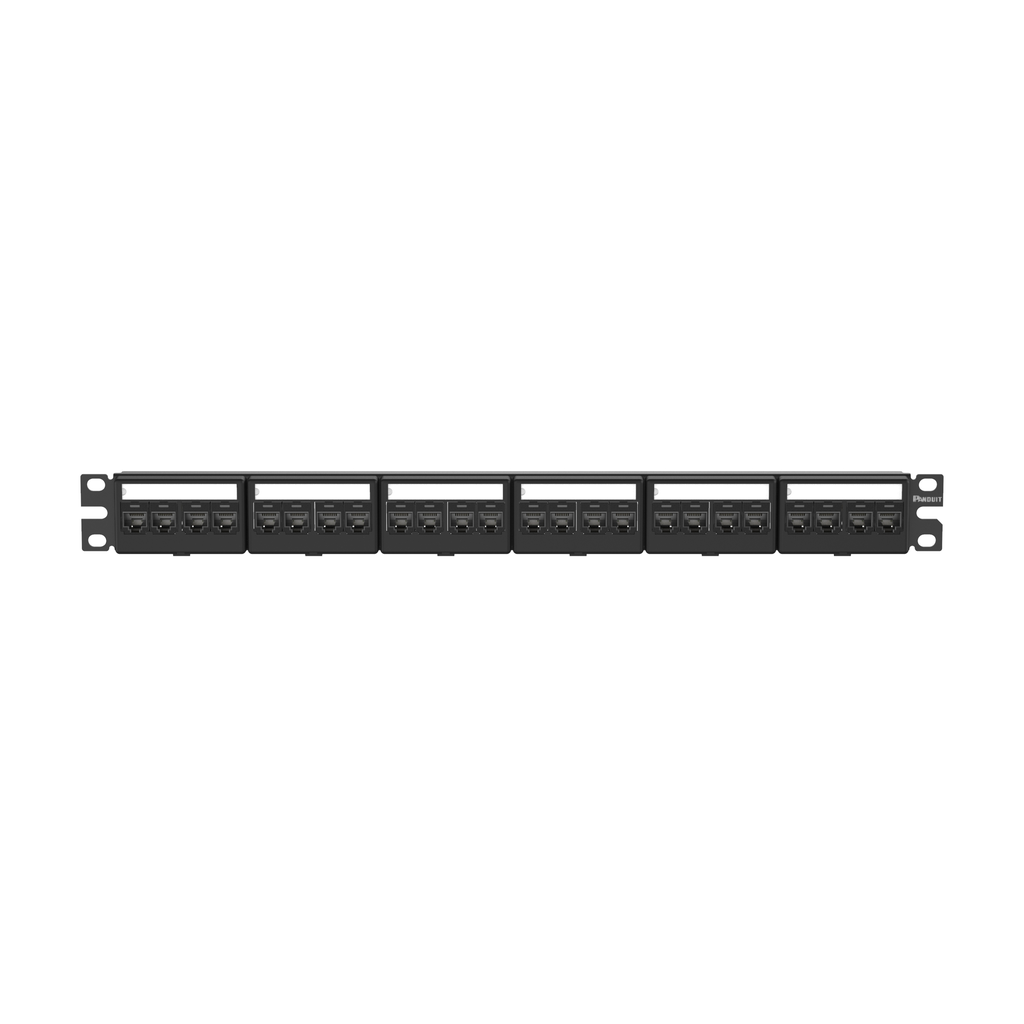 Product image for Panduit CPPKL6G24WBL Patch Panel Kit, Cat 6 UTP, 24 port, 1 RU, Black