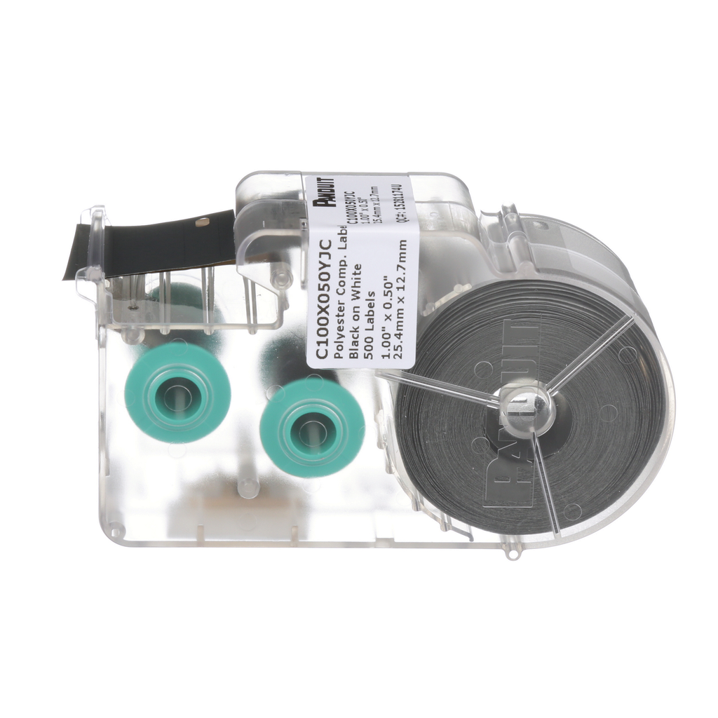 Product image for Panduit C100X050YJC Component Label, Polyester, White, 500 Lbls, 0.5"x1", PK1