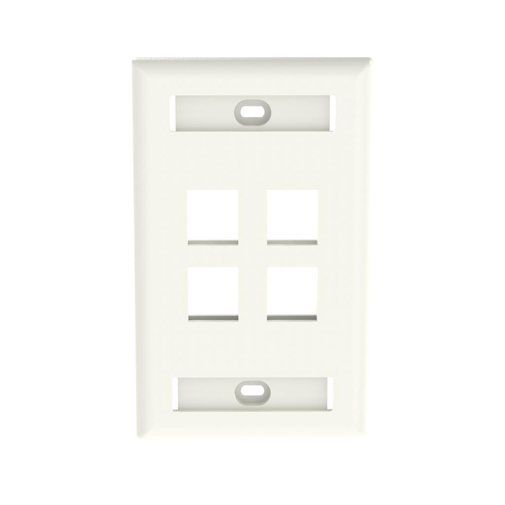 Mayer-DDS-NetKey® Faceplate, Label Pocket, 4 Port, Off White-1
