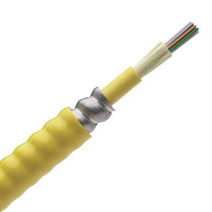 Product image for Panduit FSPR912Y 12 Fiber Cable, OS2, Indoor Armored TB, Riser, 900um Buffered
