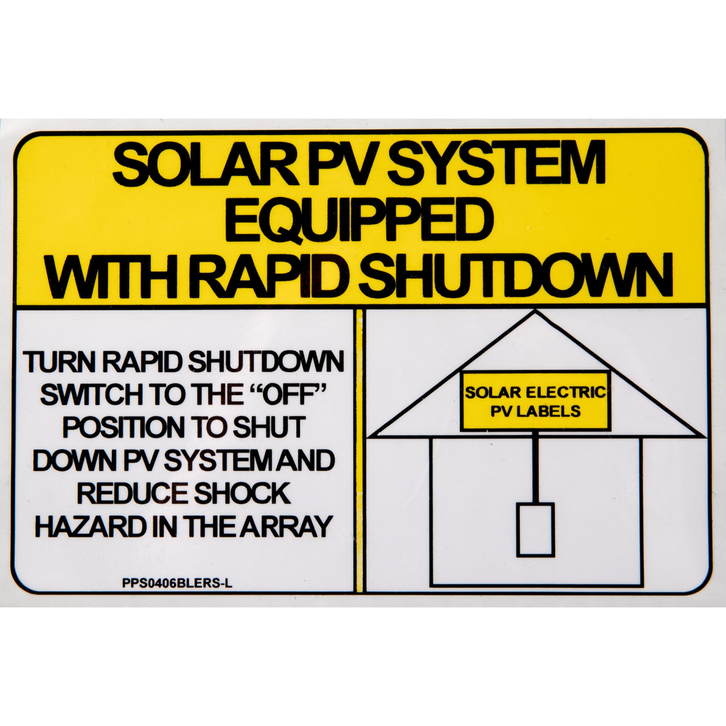Panduit PPS0406BLERS-L Solar Label, 4" H x 6" W, Polyester Adhesive, Blk/Wht/Ylw, 50 per pkg Product image for Panduit PPS0406BLERS-L Solar Label, 4" H x 6" W, Polyester Adhesive, Blk/Wht/Ylw, 50 per pkg