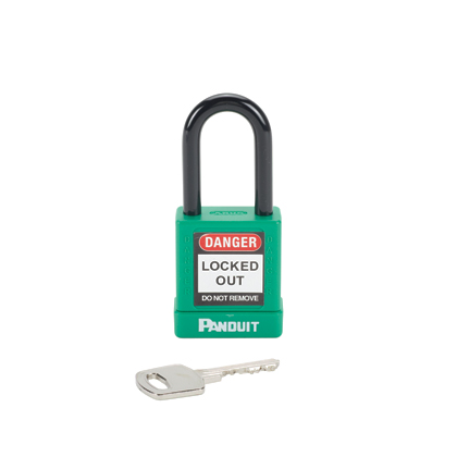 Product image for Panduit PSL-8GR Short Shackle Padlock, Green, 1.58", PK1