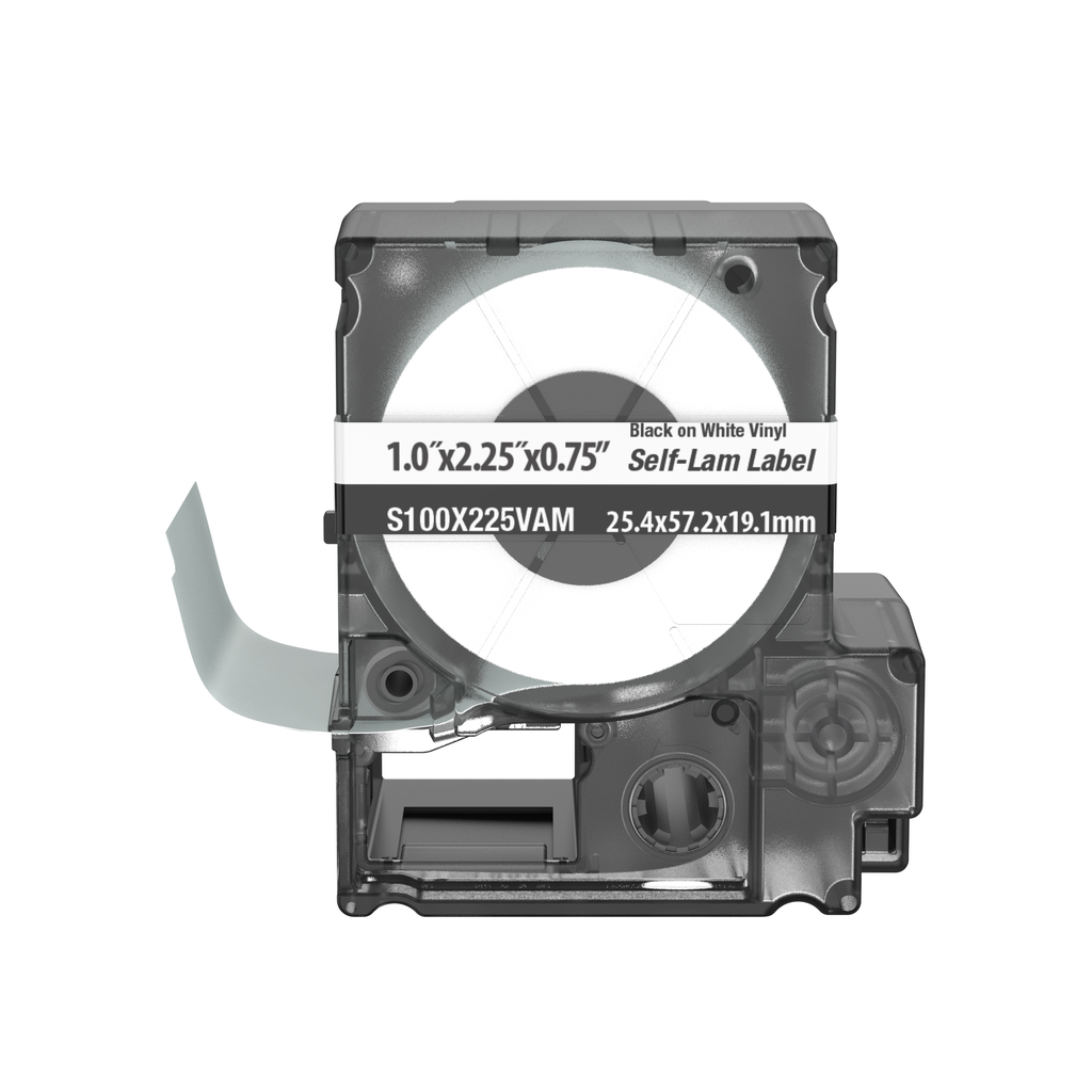 Product image for Panduit S100X225VAM MP Printer Self-Laminated Label, Vinyl, White, 2.25"x1", 0.75"POH