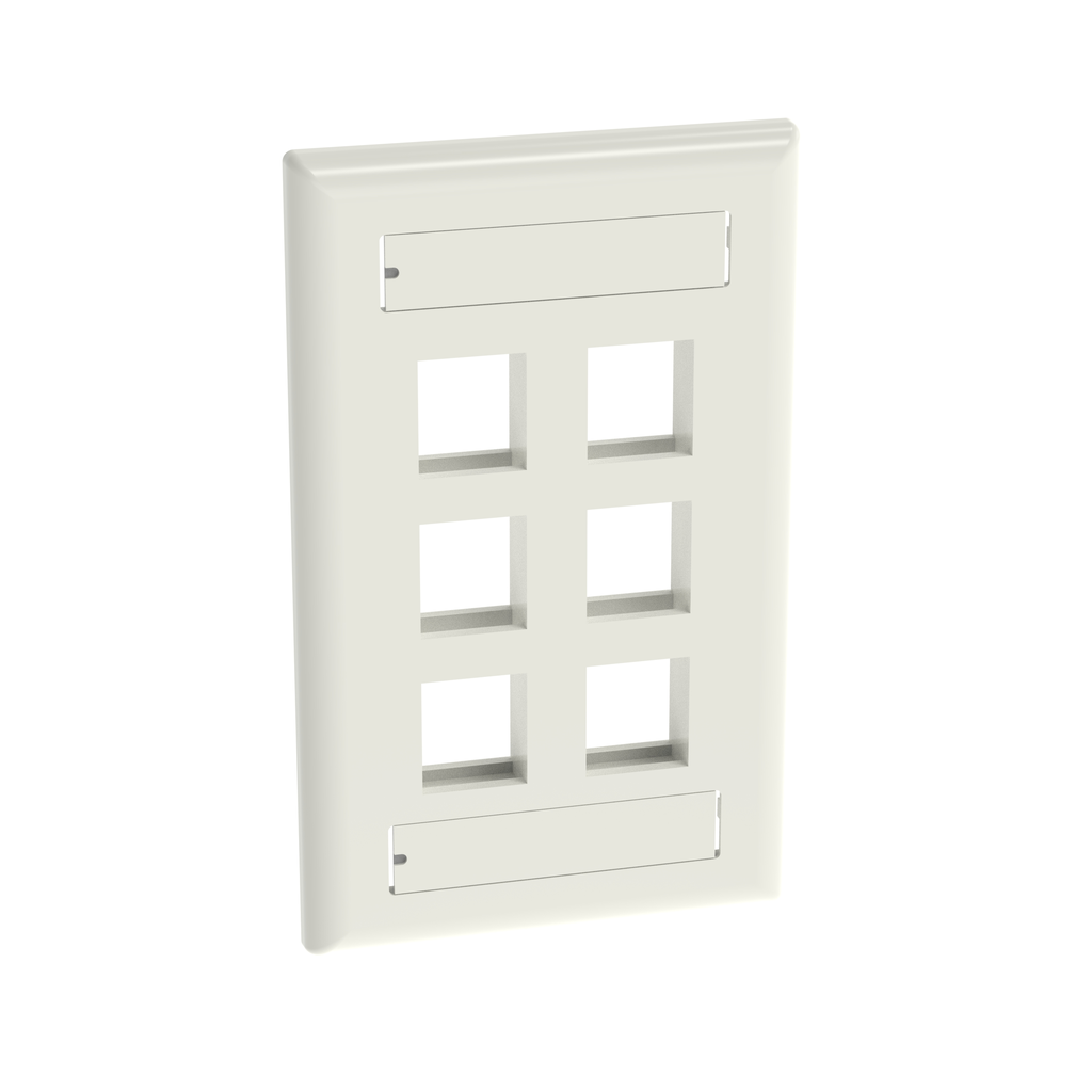 Product image for Panduit NK6FIWY Faceplate, 6-Port, International White, with Label Pocket