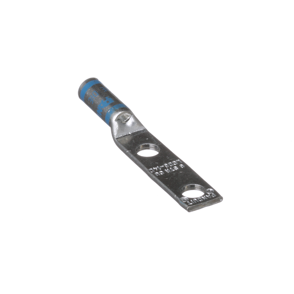 Mayer-DDS-Pan-Lug™ LCD6-14D-L Comp. Lug, 6, Tin Plt Copper, Strt, Two 1/4" Stud, PK50-2