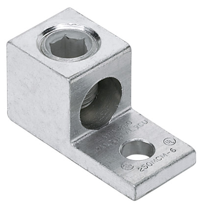Product image for Panduit LAMA500-38-5 Aluminum Mechanical, 500 kcmil, Tin Plate, 1 hole, 3/8" Stud, PK5