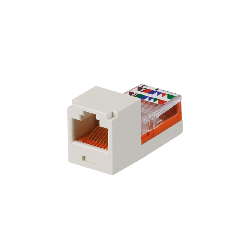 Product image for Panduit CJ588IWY 8-Position 8-Wire White Category 5E Unshielded Twisted Pair Jack Module
