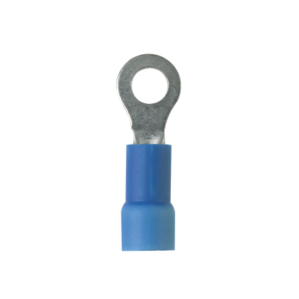 Product image for Panduit PV14-10RX-M Pan-Term® PV14-10R-M Ring Terminal, Blue, Vinyl, 14-16 AWG, #10 Stud, PK1000