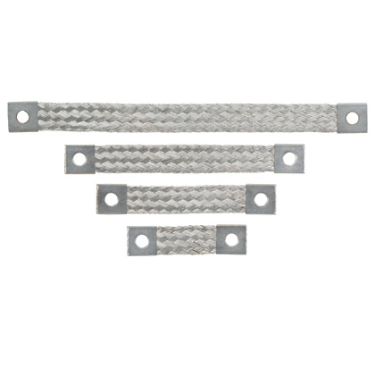 Product image for Panduit BS100645U Braided Bonding Strap, 1 Hole, Non Insulated, 6" Length, 1.06" Width