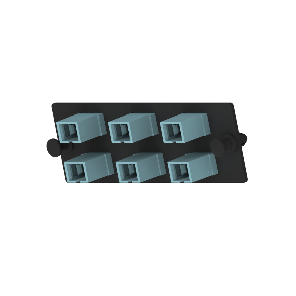 Product image for Panduit FAP6WAQSCZ Fiber Adapter Panel, OM4, 6 SC Simplex, Aqua