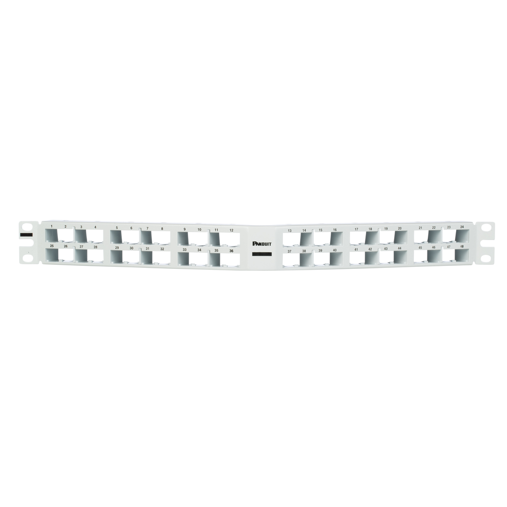 Panduit CPPA48HDEWWH , Angled,Unshielded, Patch Panel, 48 Port, 1 RU, White Product image for Panduit CPPA48HDEWWH , Angled,Unshielded, Patch Panel, 48 Port, 1 RU, White