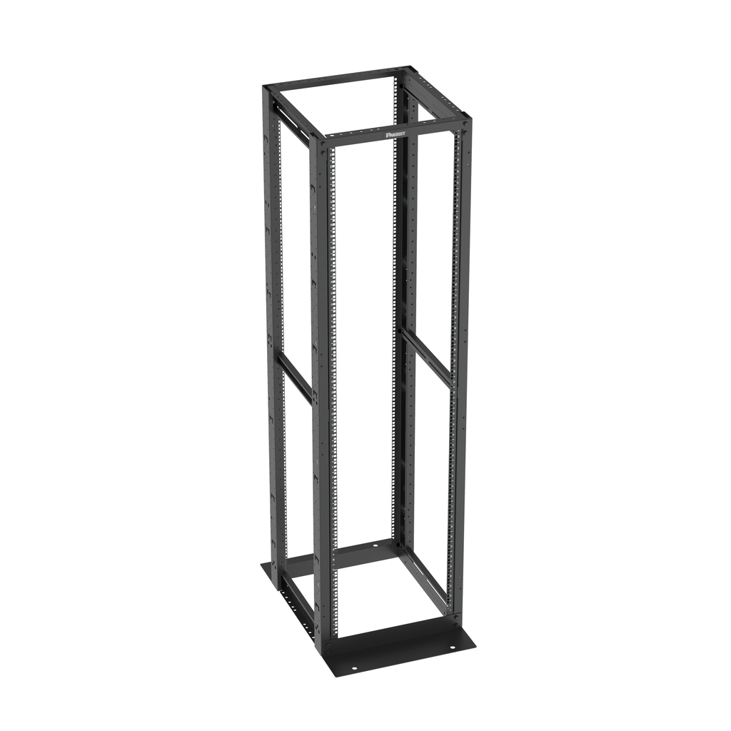 Product image for Panduit R4P23CN 4-Post Rack, 45RU, 23 in. Deep, Cage Nut E-Rails, Black