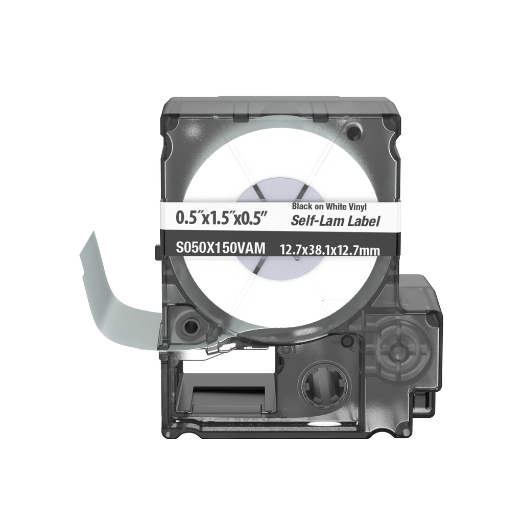 Product image for Panduit S050X150VAM MP Printer Self-Laminated Label, Vinyl, White, 1.5"x0.5", 0.5"POH