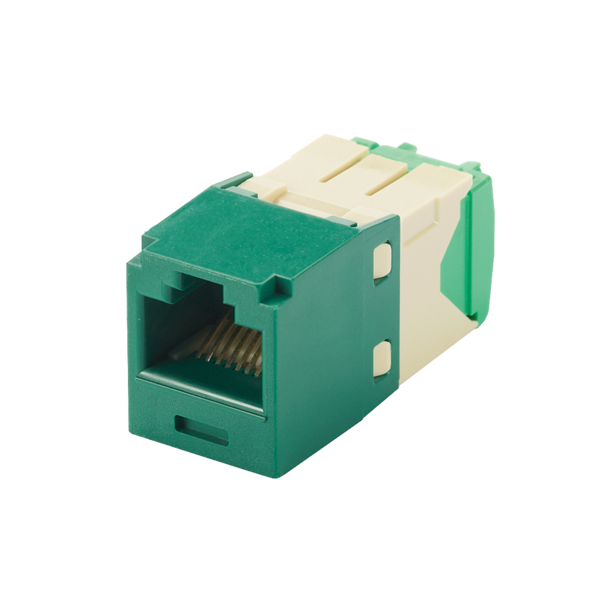 Product image for Panduit CJT688TGGR UTP RJ45 Cat 6 28/30 AWG TG Jack Module, Green