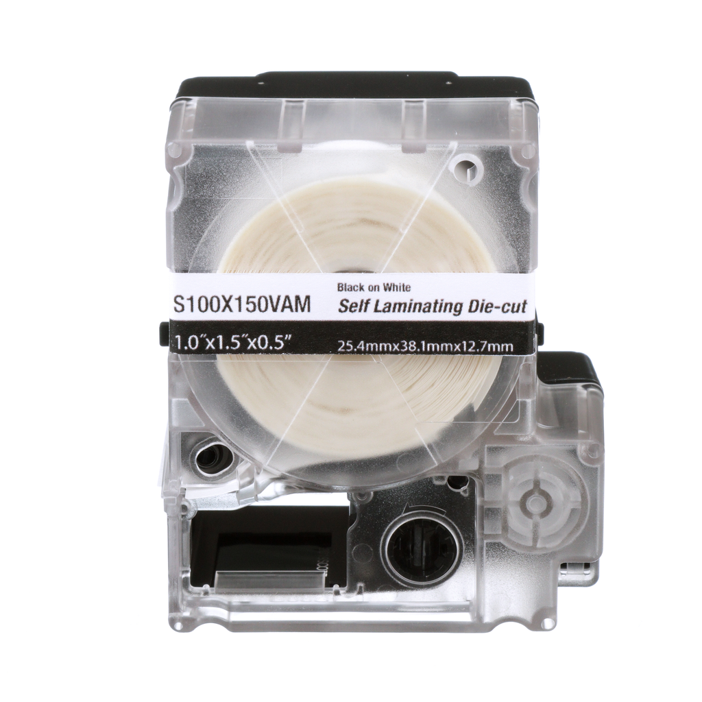 Mayer-DDS-PXE™ S100X150VAM MP Printer Self-Lam Label, Vinyl, White, 1.5"x1", 0.5"POH-1