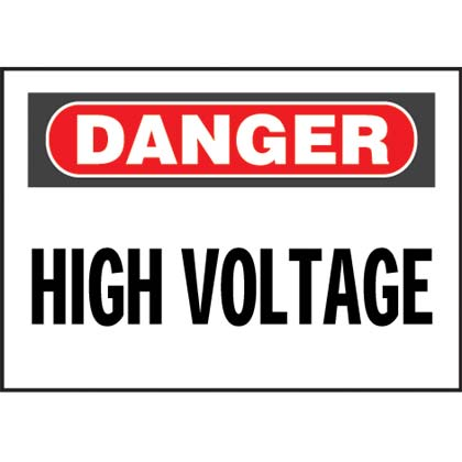 Panduit PPS0710D72 Adhesive Sign, Polyester, 'Danger High Voltage',10"x7", 1sgn/cd, 5 cds/pk, RB/WH Product image for Panduit PPS0710D72 Adhesive Sign, Polyester, 'Danger High Voltage',10"x7", 1sgn/cd, 5 cds/pk, RB/WH