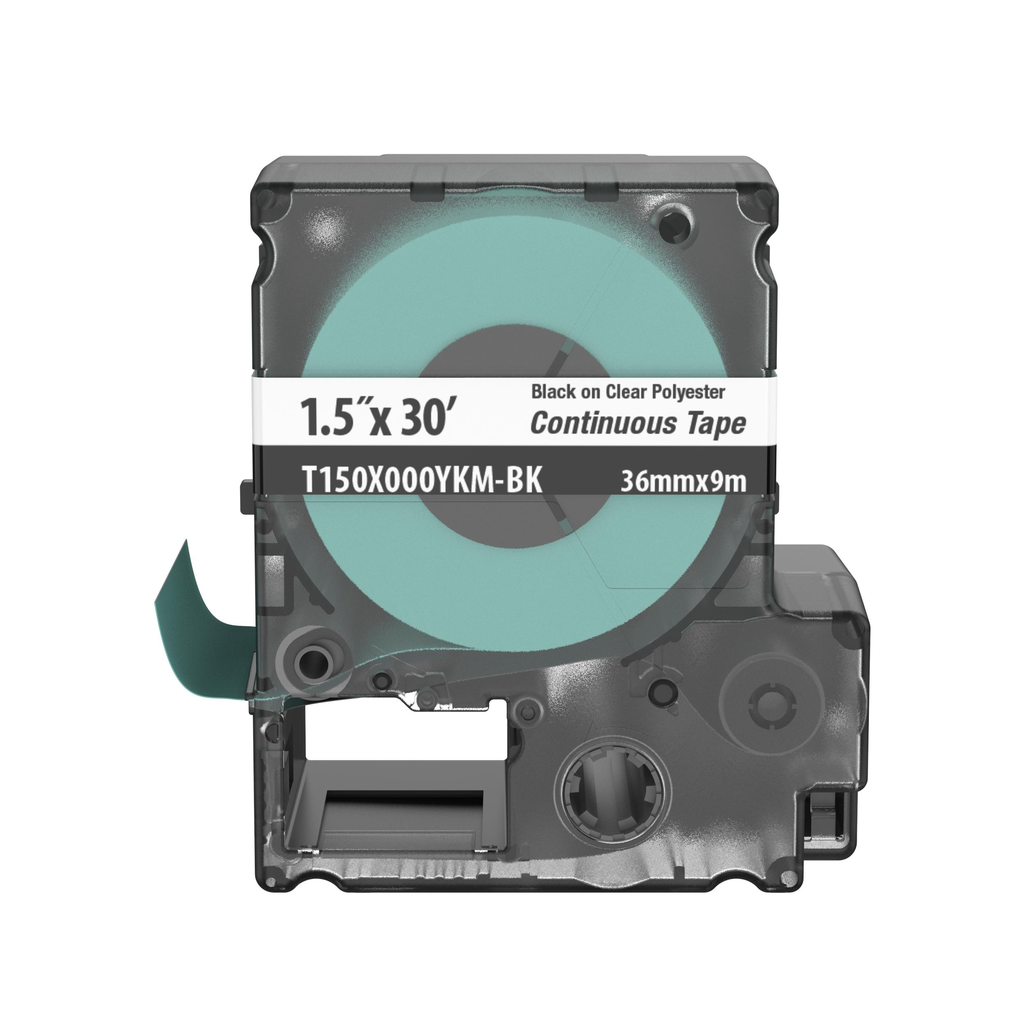 Product image for Panduit T150X000YKM-BK MP Printer Cont. Tape, Safety & ID, Polyest, Black/Clr, 1.5" W