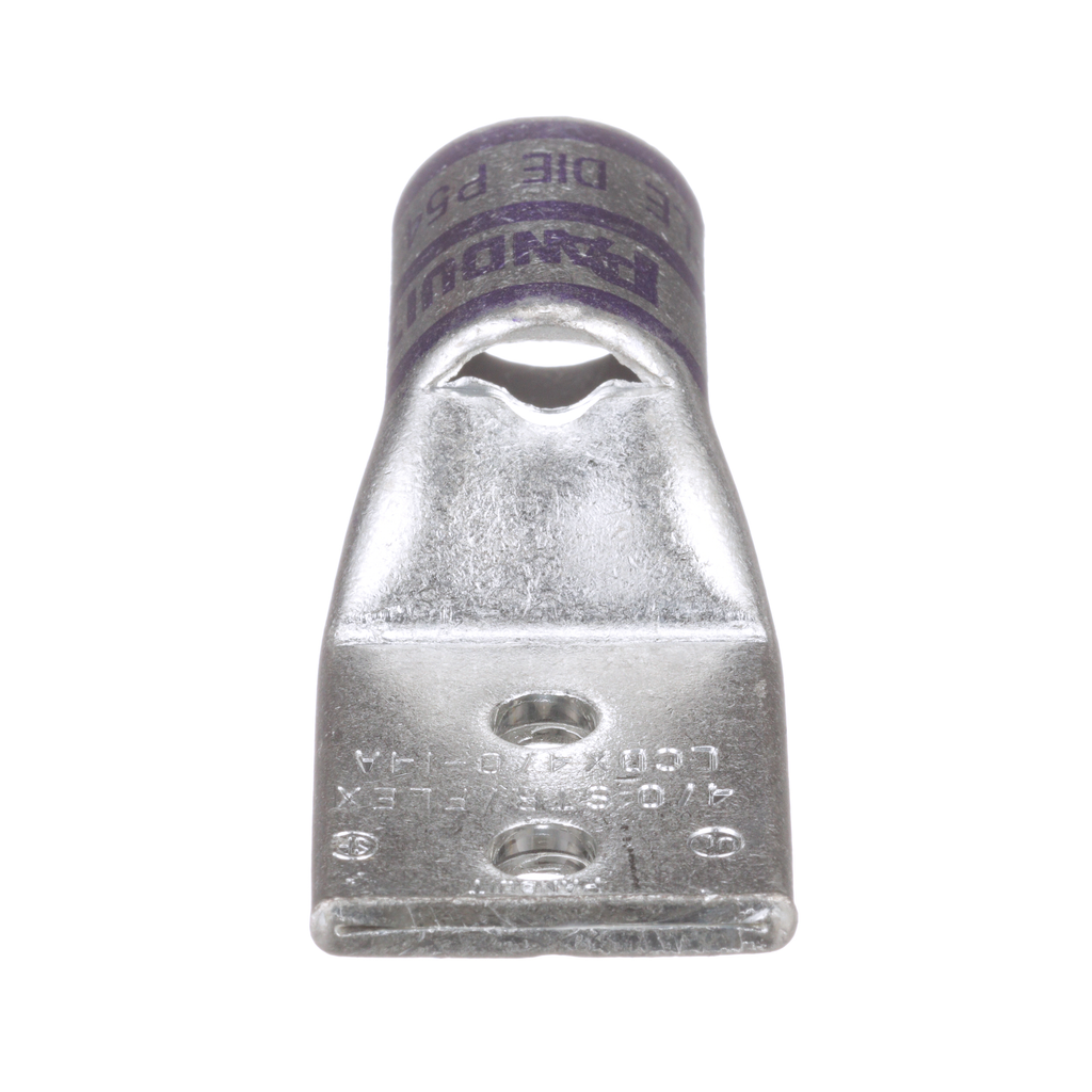 Product image for Panduit LCDX4/0-14A-X Compression Lug, Tin Plate Copper, Straight, Two 1/4" Stud, PK10