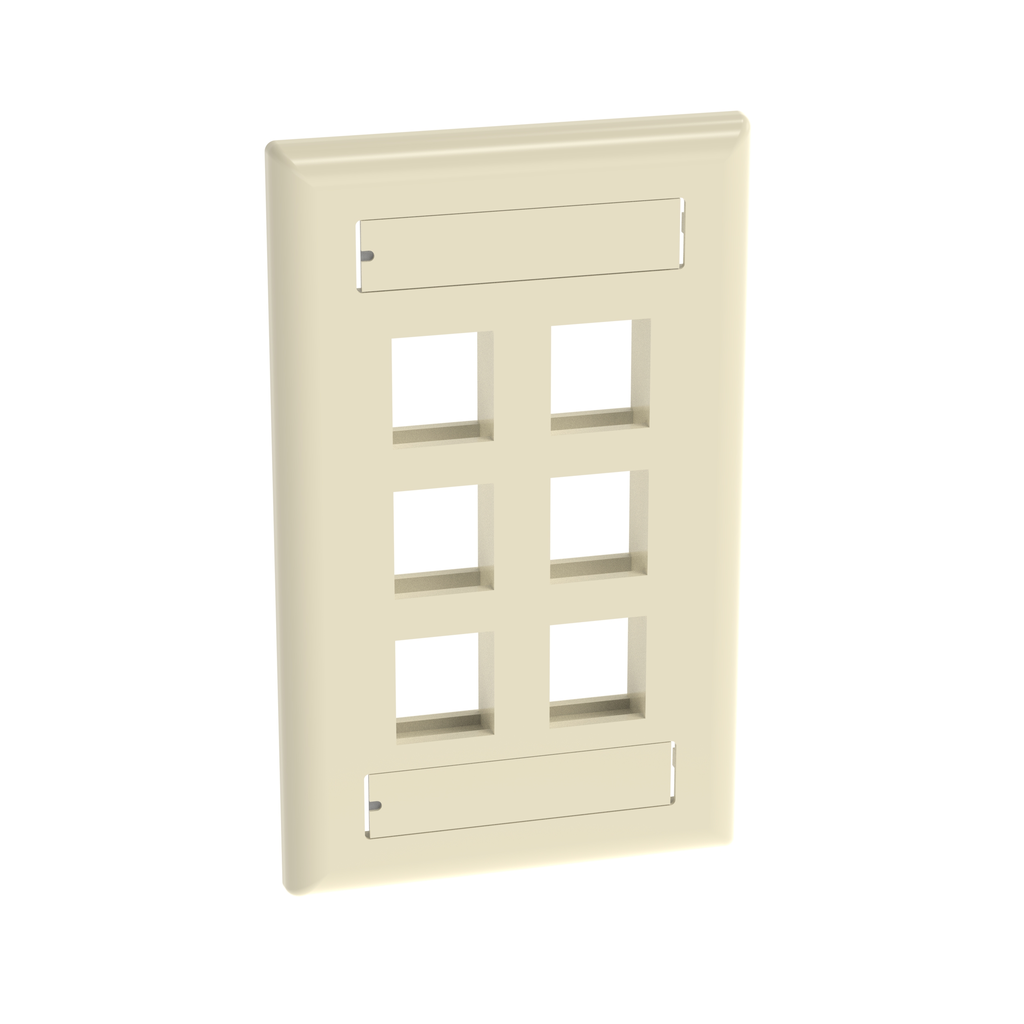 Mayer-DDS-NetKey® Faceplate, 6-Port, Electric Ivory, with Label Pocket-1