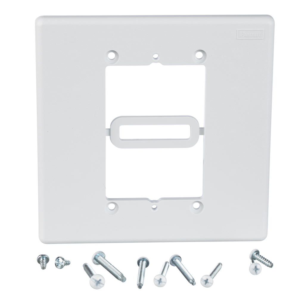 Product image for Panduit MIWBAWH Wall Adapter, Reduces Double Gang Opening to Single Gang Opening, White