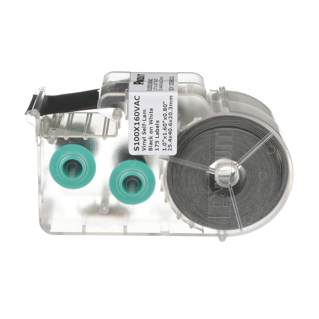 Product image for Panduit S100X160VAC Self-Laminated, Vinyl, White, 175 Lbls, 1", 0.8" PO H, PK1