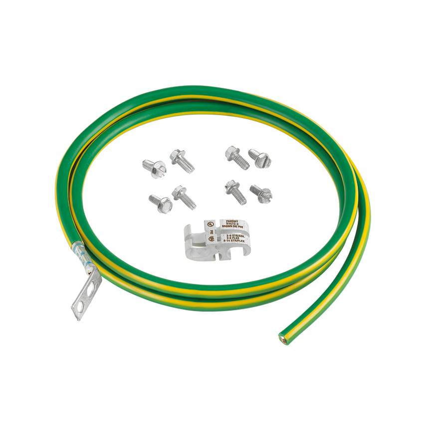 Product image for Panduit RGCBNJ660P22 Equipment Bonding Jumper Kit, Green/Yellow, 6 AWG