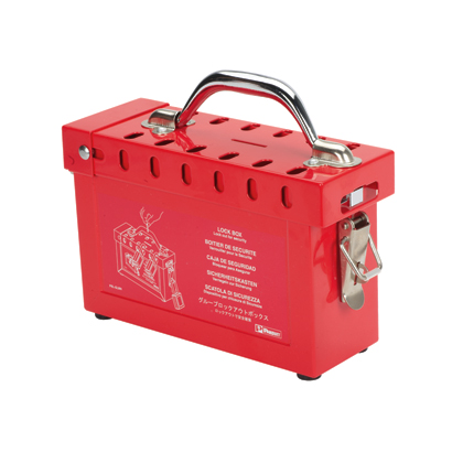 Product image for Panduit PSL-GLBN Lock Box, Steel, Red, 8.1"x3.6"x9.1", PK1