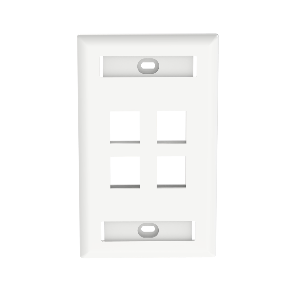 Mayer-DDS-NetKey® Faceplate, Label Pocket, 4 Port, White-1