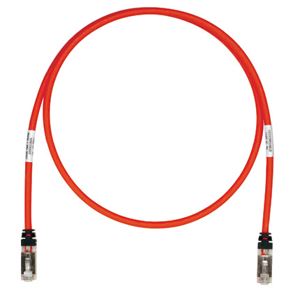 Product image for Panduit STP6X5RD-Q Copper Patch Cord, Cat 6A, S/FTP, 5ft, RD, 25Pk