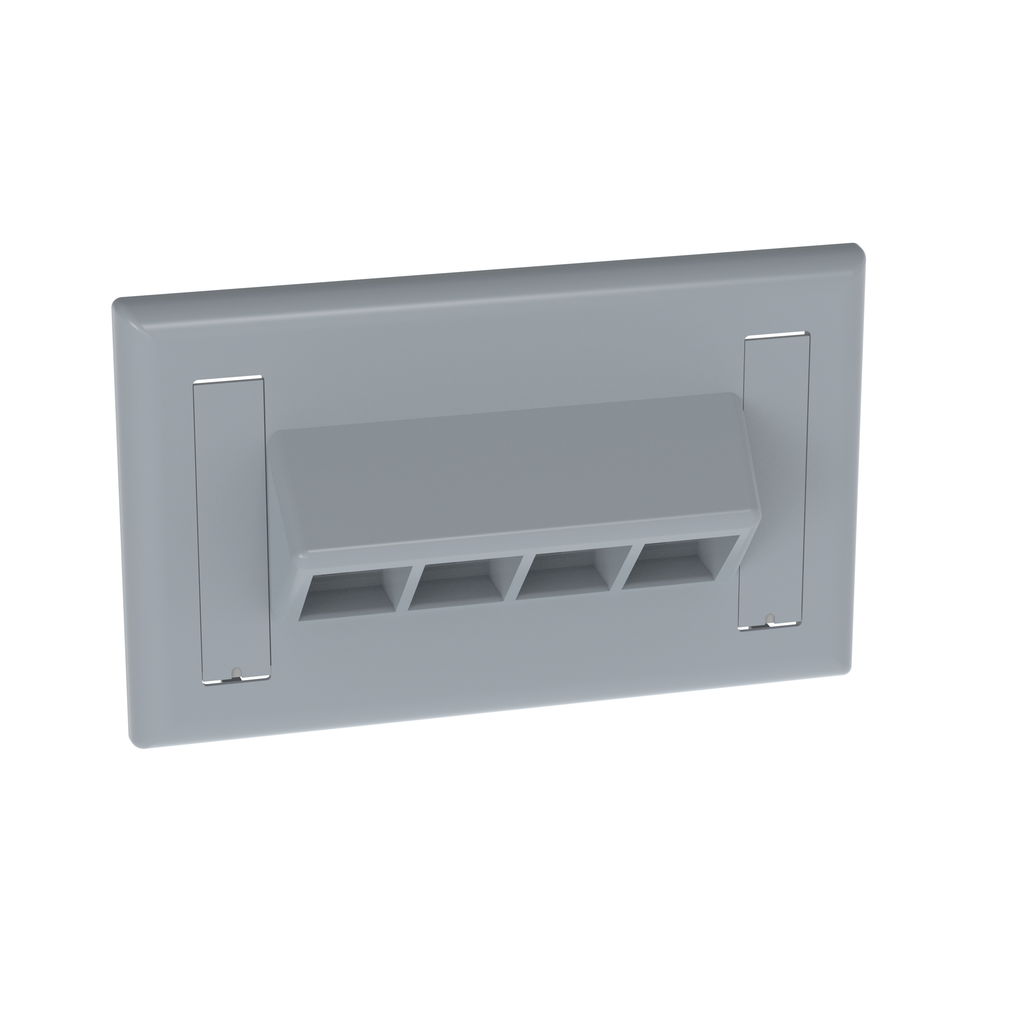 Product image for Panduit NK4HSFIGY Faceplate, 4-Port, Horizontal, Sloped, Int'l Gray, Labels