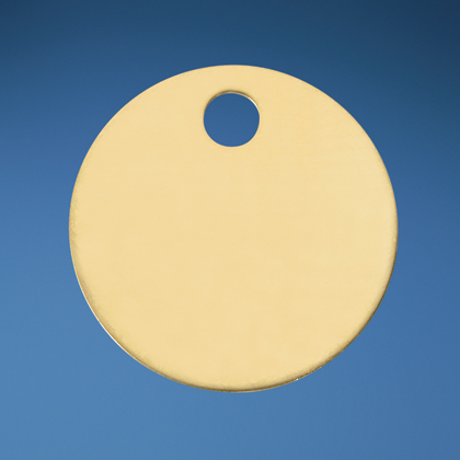 Product image for Panduit MTB150D-Q Marker Tag, Brass, Circle, 1 Hole, 1.50" (38mm) x .035" (.89mm)