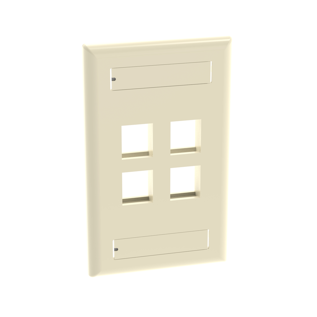 Mayer-DDS-NetKey® Faceplate, 4-Port, Electric Ivory, with Label Pocket-1