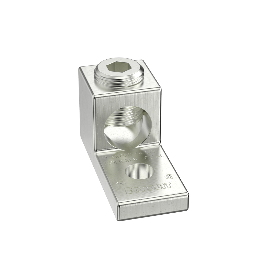 Mayer-DDS-Pan-Lug™ LAMA2/0-14-QY Mech Con, One Hole Lug, 2/0, Tin Plt Al, Strt, 1/4" Stud-1