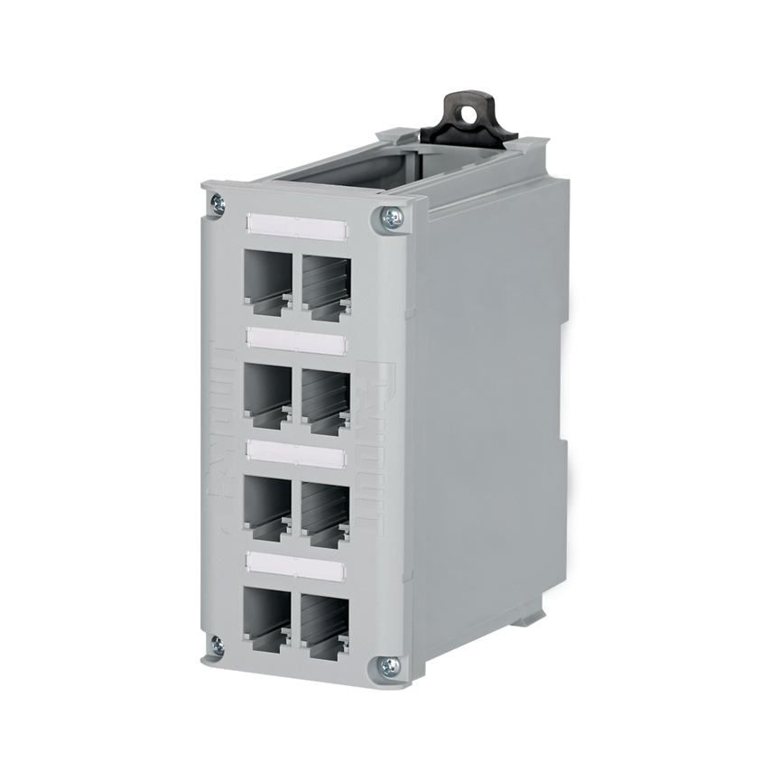 Mayer-DDS-Mini-Com® 8-port DIN Rail Shielded Patch Panel-1
