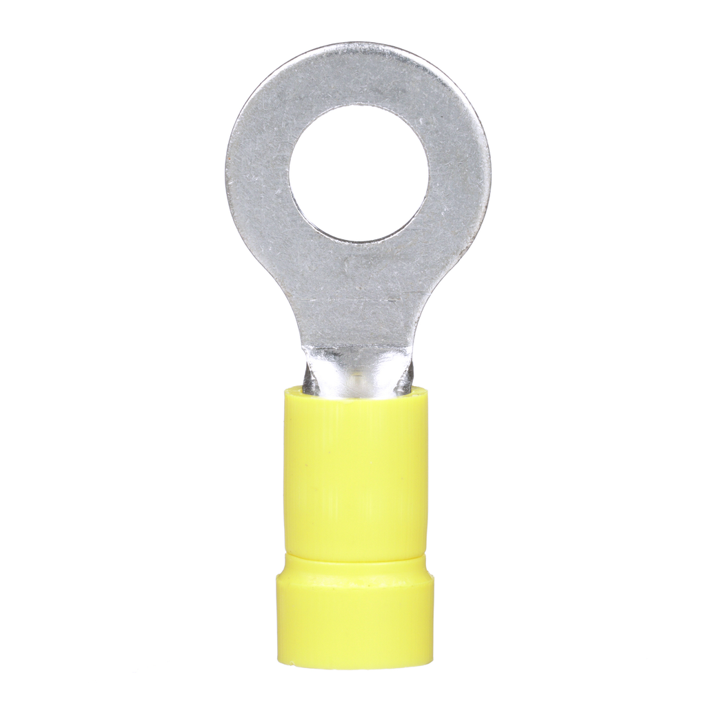 Mayer-DDS-Pan-Term® PV10-14R-D Ring Terminal, Yellow, Vinyl, 10-12 AWG, 1/4" Stud, PK500-1
