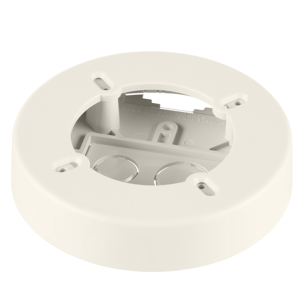 Product image for Panduit RJBX3510WH Surface Raceway, Pwr Rated Junct. Box, S/G 2-pc, Round, White