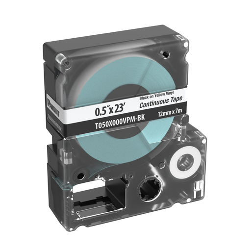 Mayer-DDS-PXE™ T050X000VPM-BK MP Printer Cont. Tape, Safety & ID, Vinyl, Blk/White, 0.5" W-1