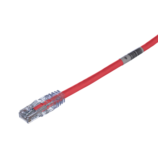 Product image for Panduit UTPSP1RDY Cat 6 24 AWG UTP Copper Patch Cord, 1 ft, Red